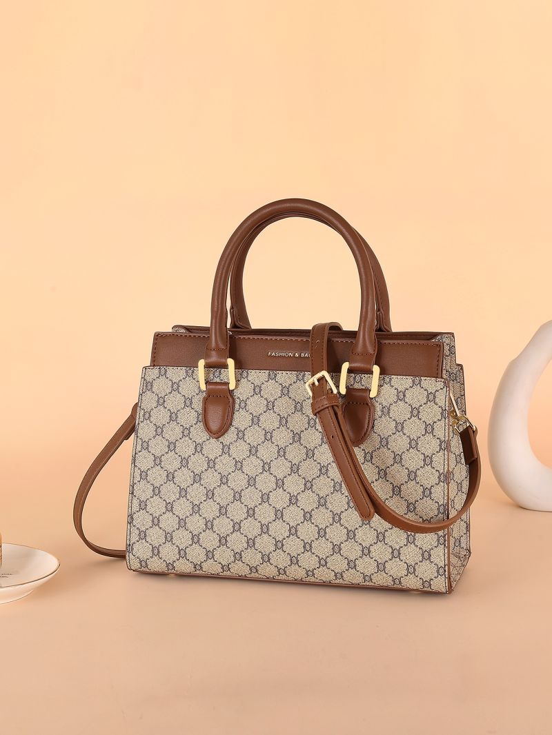 Geo Graphic Top Handle Tote Bag