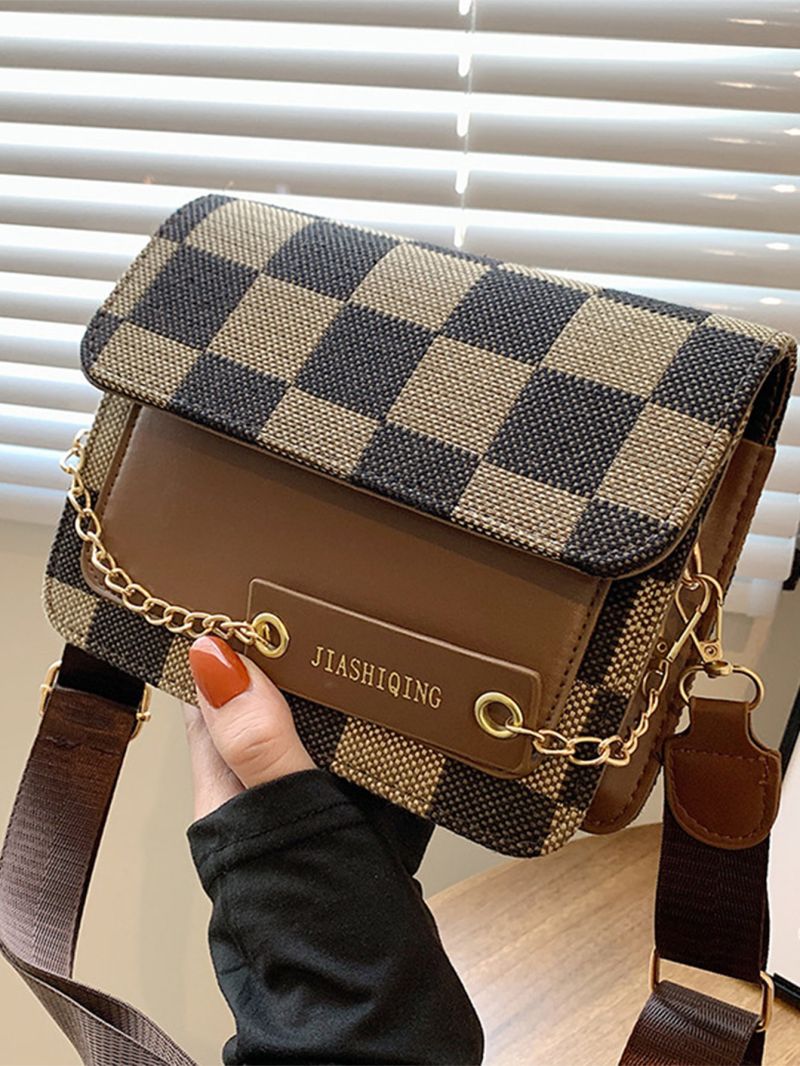 Mini Colorblock Plaid Flap Square Bag