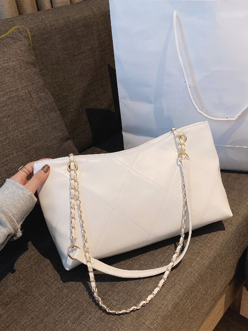 Minimalist Quilted Chain Tote Bag