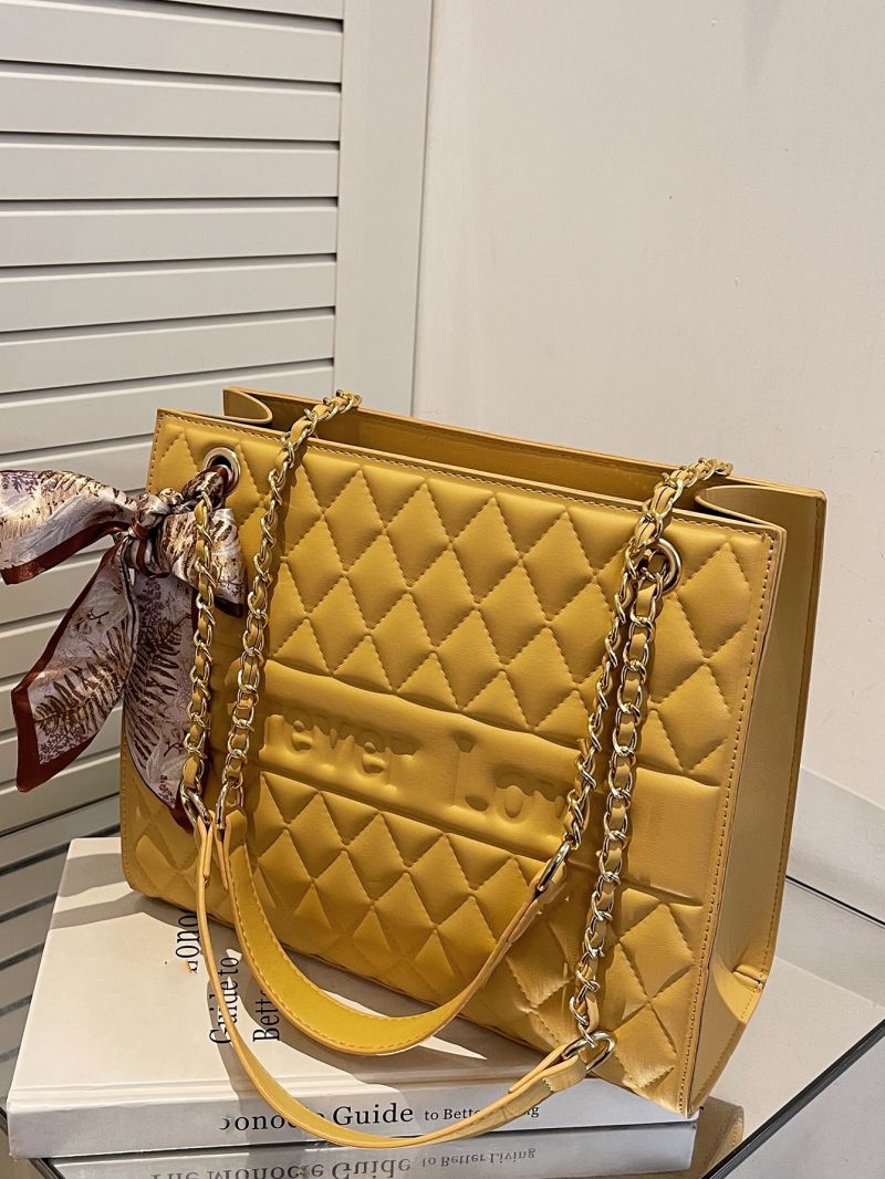 Letter Graphic Chain Tote Bag