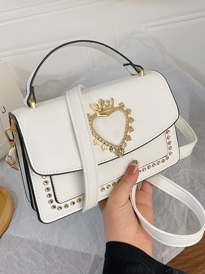 Rhinestone & Metal Decor Flap Square Bag