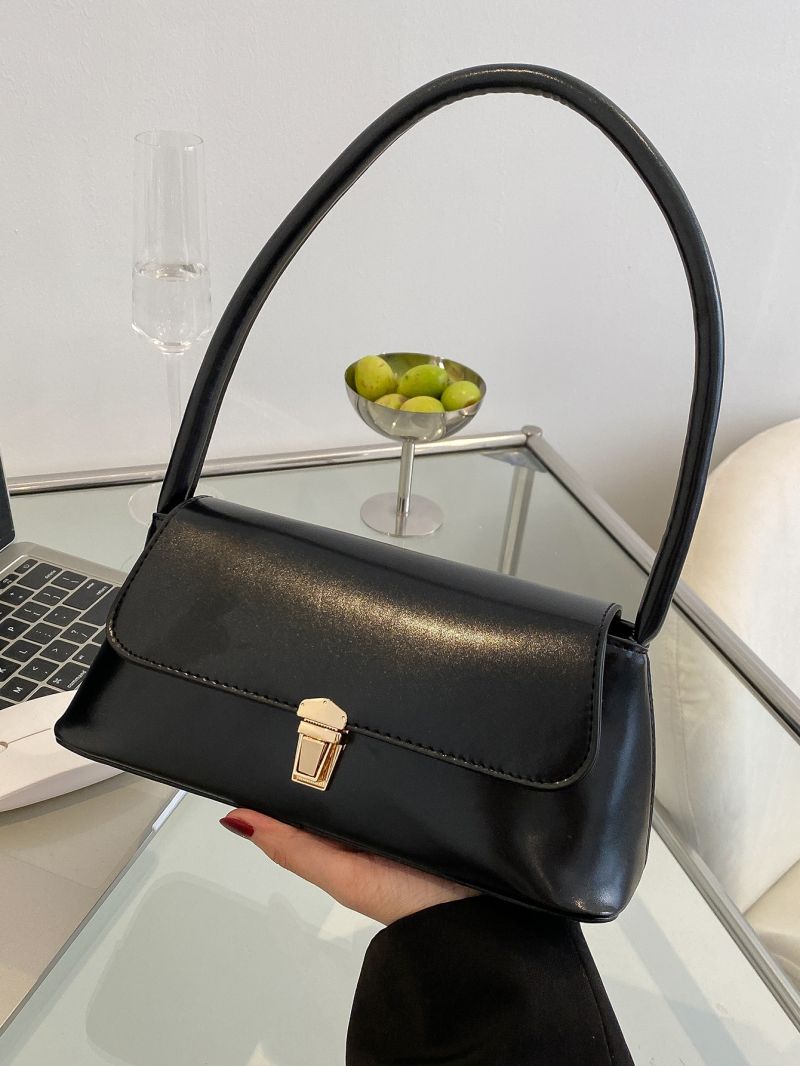 Minimalist Metal Lock Baguette Bag