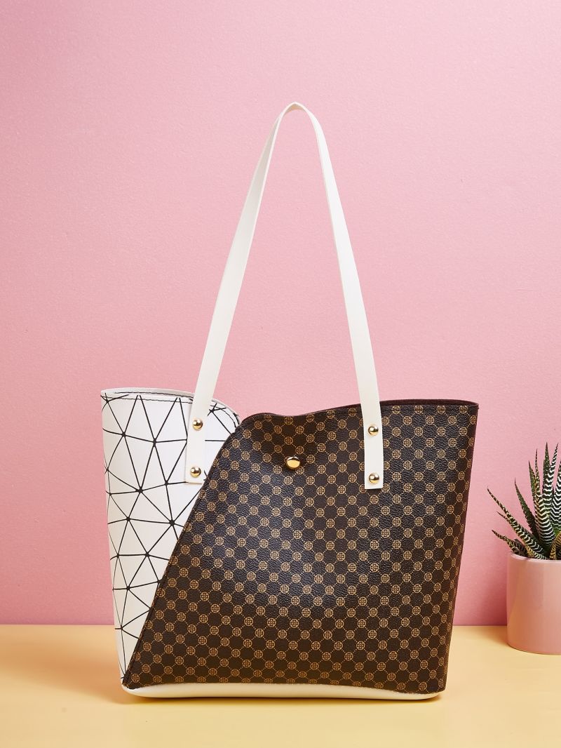 Colorblock Letter Detail Bucket Bag