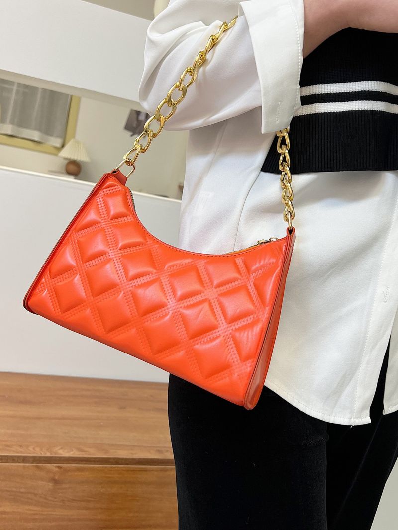 Quilted Chain Baguette Bag