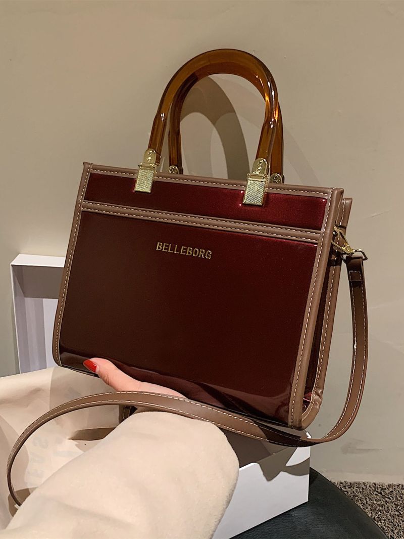 Letter Graphic Contrast Binding Square Bag