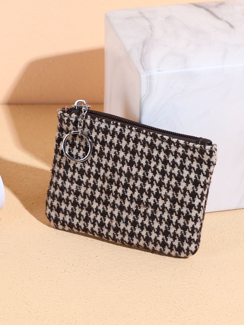 Houndstooth Pattern Ring Decor Coin Case
