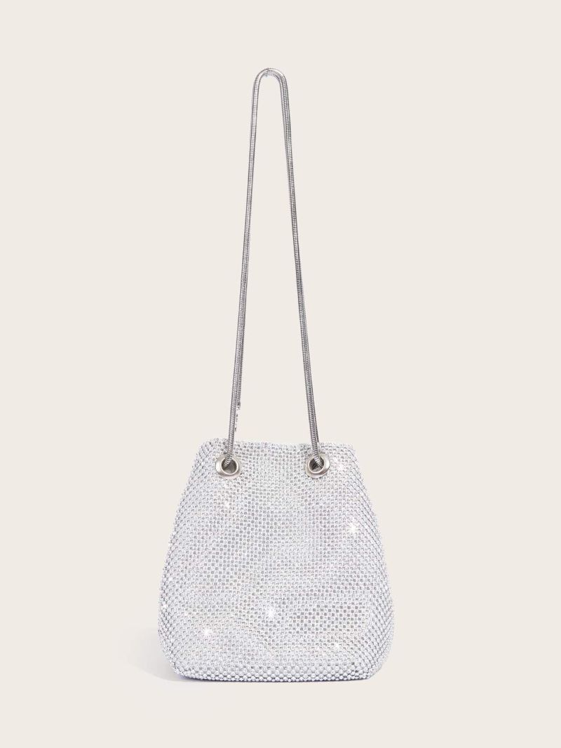 Mini Rhinestone Decor Bucket Bag