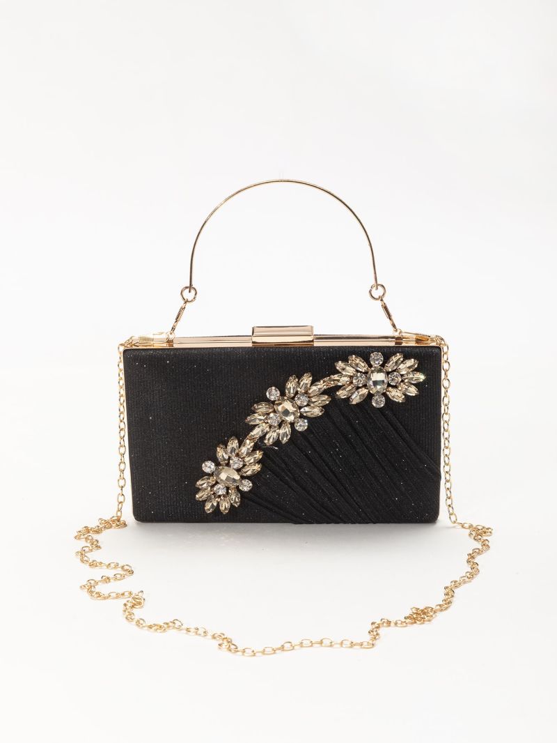 Rhinestone Decor Chain Box Bag