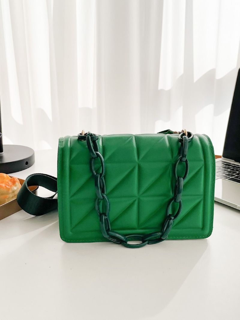 Mini Geometric Embossed Flap Chain Square Bag