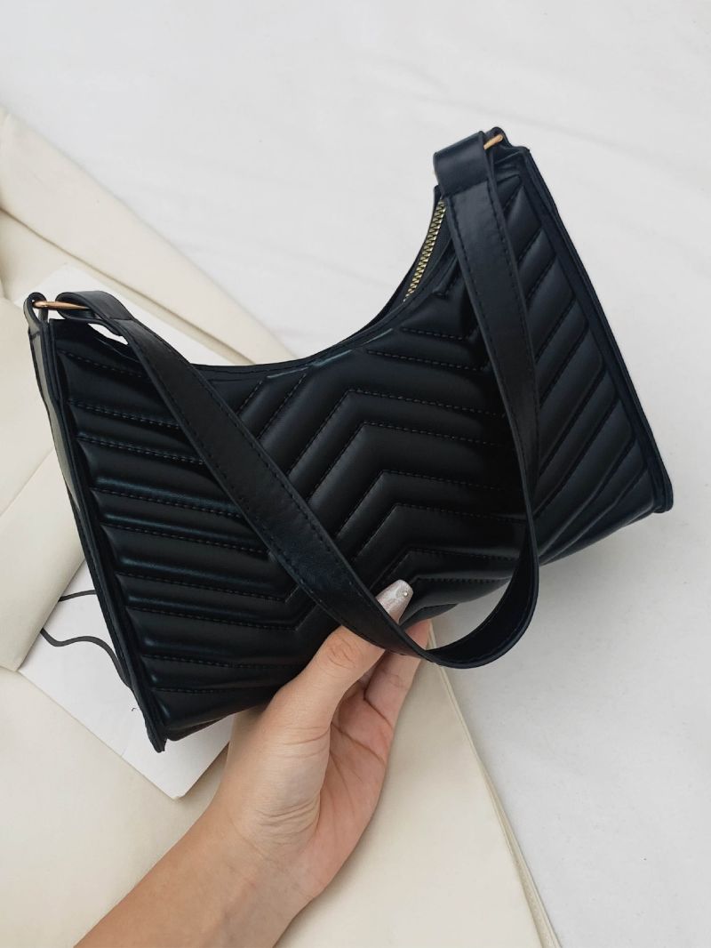 Chevron Zipper Baguette Bag