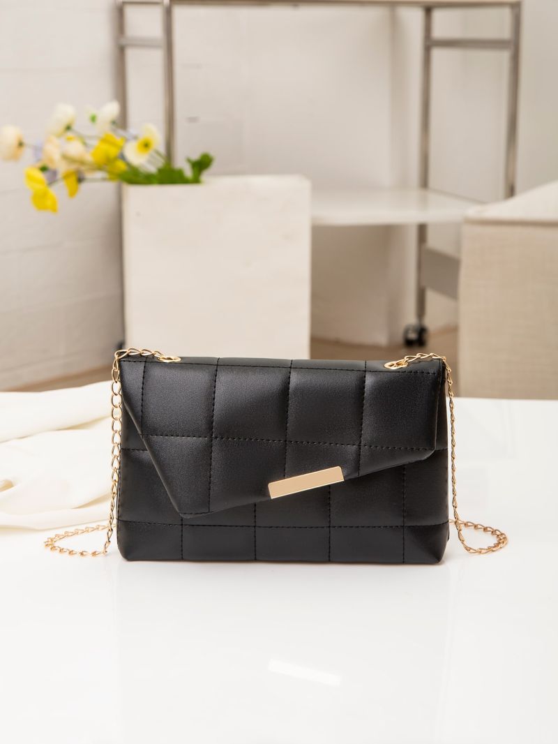 Quilted Metal Decor Flap Square Bag