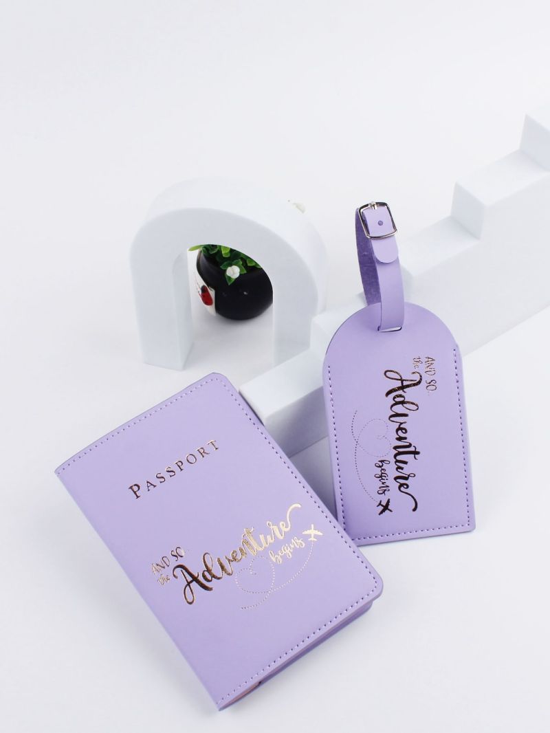 Letter Graphic Passport Case With Luggage Tag