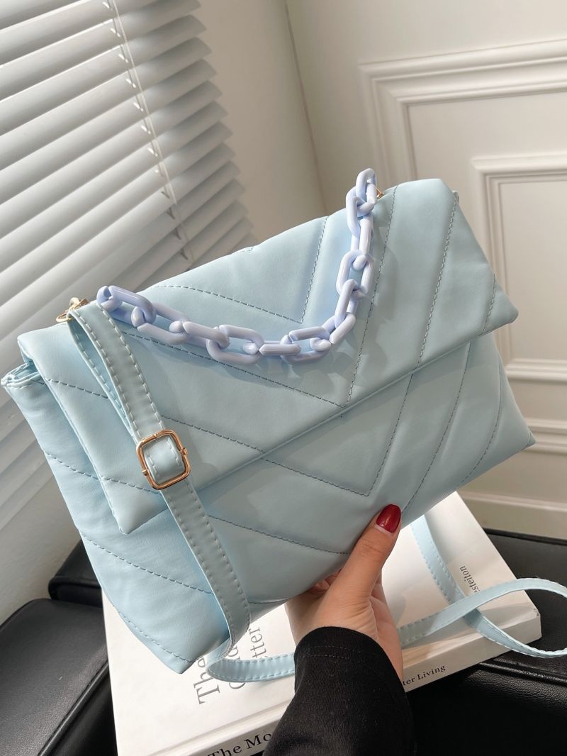 Quilted Chain Decor Flap Square Bag