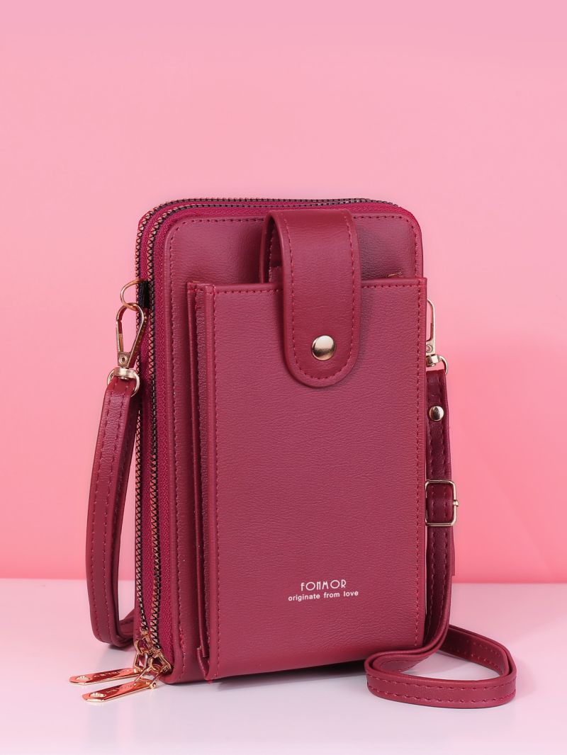 Letter Graphic Snap Button Phone Wallet