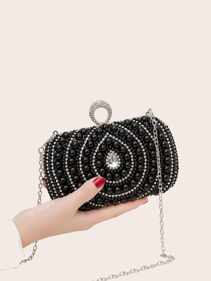 Mini Allover Faux Pearl & Rhinestone Decor Chain Evening Bag