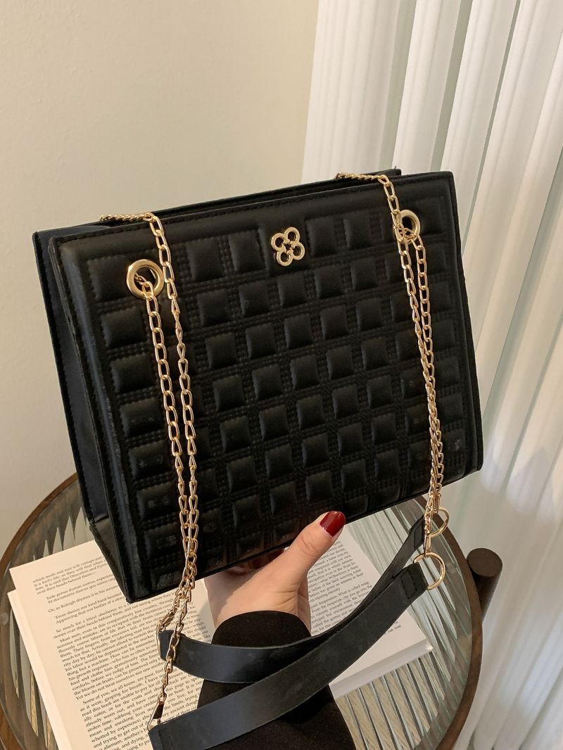 Metal Decor Quilted Chain Square Bag