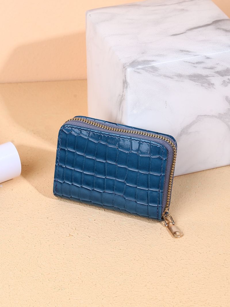 Crocodile Embossed Zip Around Small Wallet