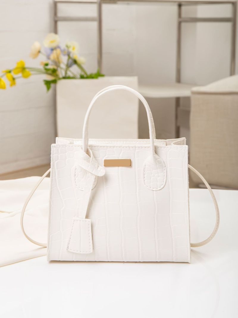 Mini Metal Decor Litchi Embossed Bucket Bag