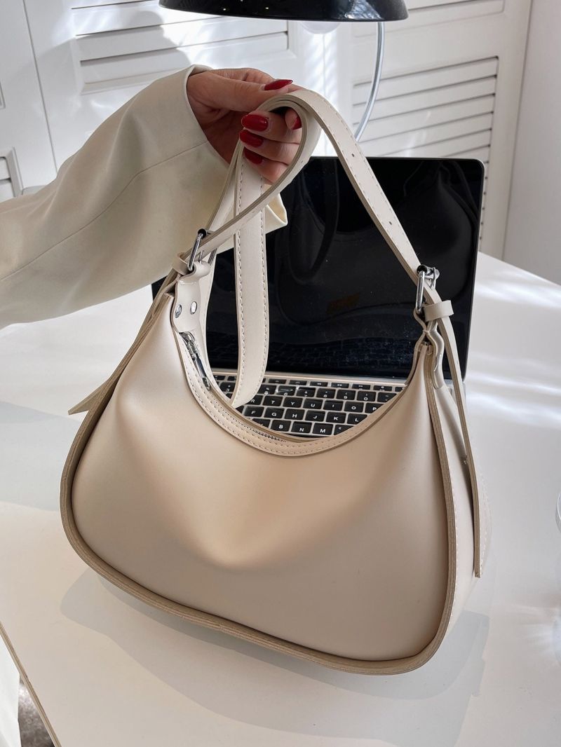 Minimalist Buckle Decor Baguette Bag