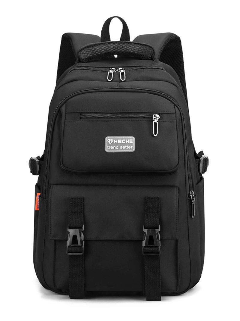 Buckle Decor Letter Graphic Backpack