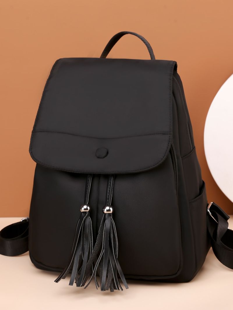 Fringe Trim Decor Flap Backpack