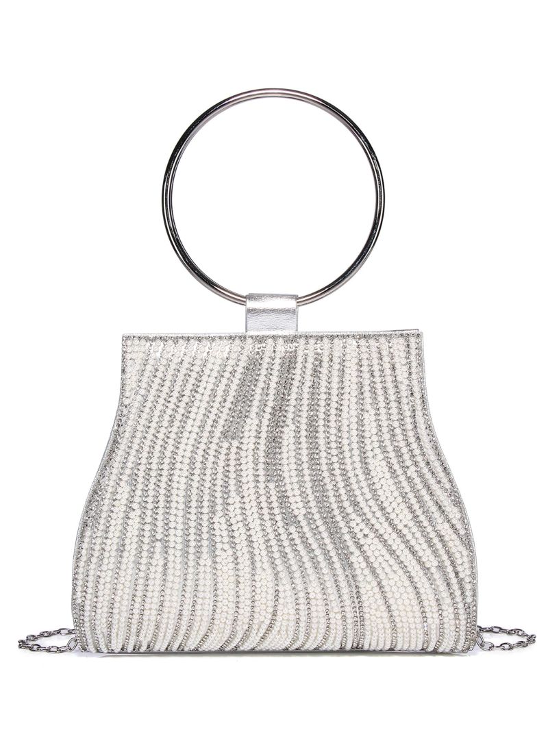Mini Rhinestone & Faux Pearl Decor Top Ring Evening Bag