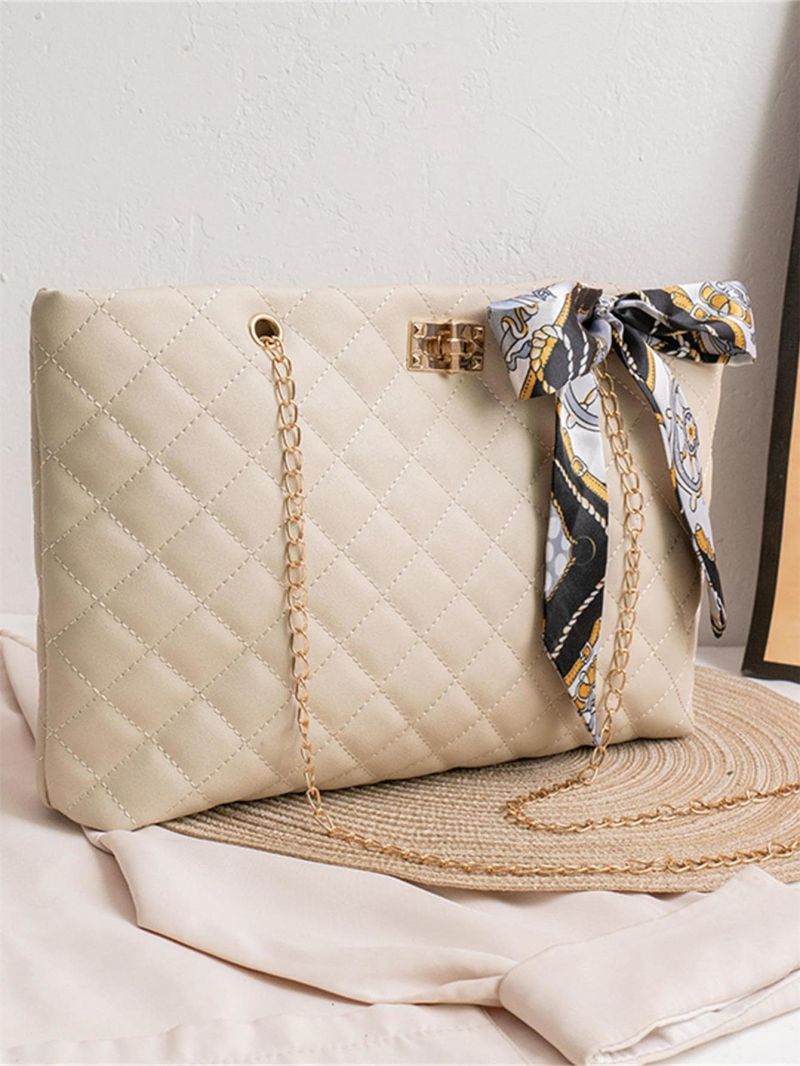 Twilly Scarf Decor Quilted Shoulder Tote Bag