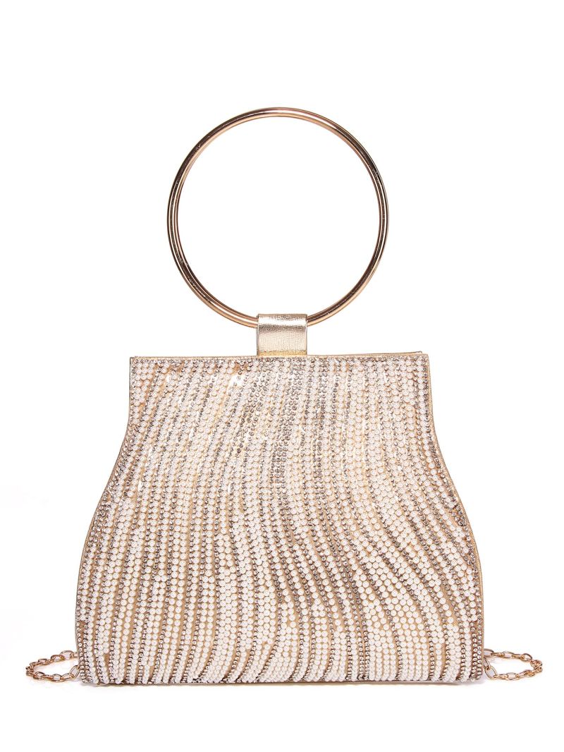 Mini Rhinestone & Faux Pearl Decor Top Ring Evening Bag