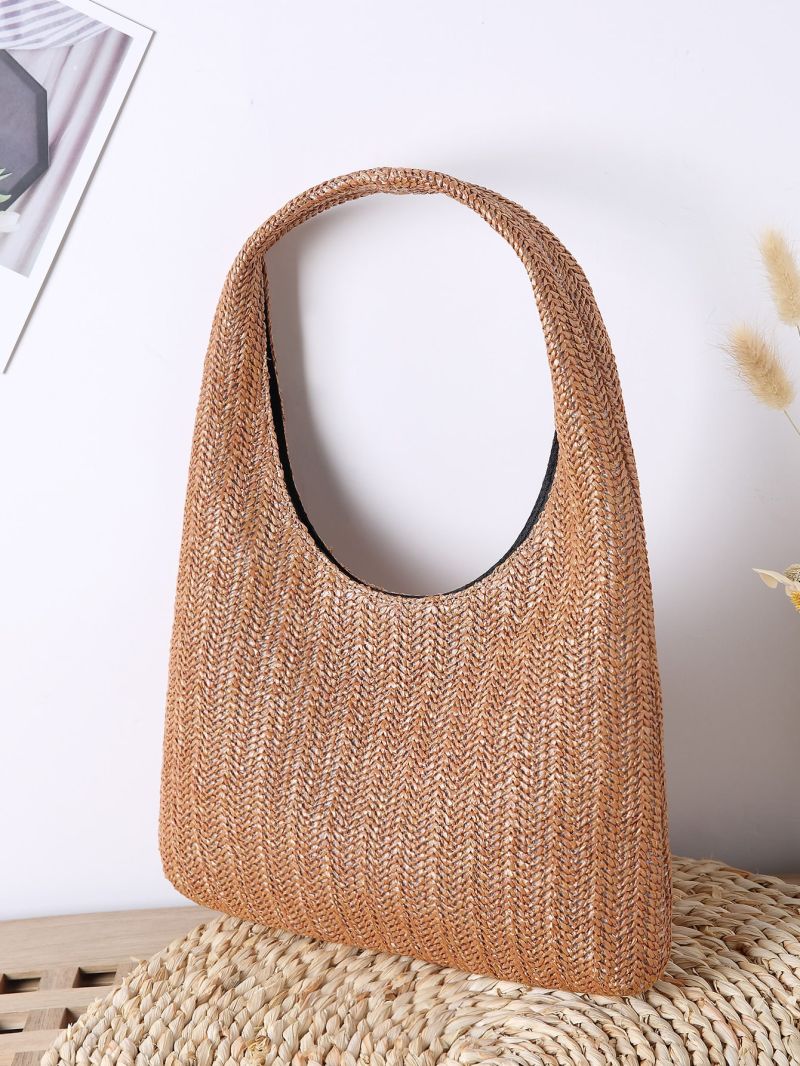 Minimalist Top Handle Straw Bag