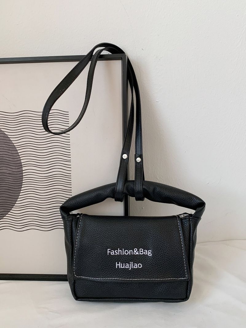 Letter Graphic Flap Square Bag