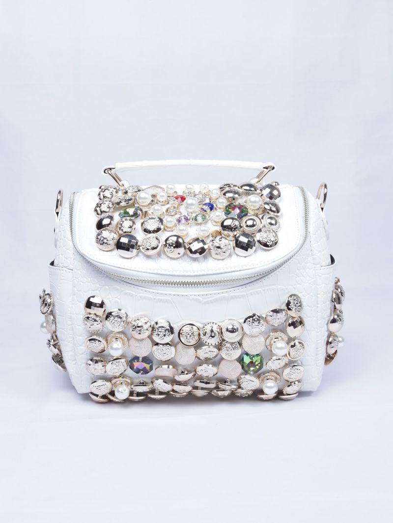 Faux Pearl Decor Bucket Bag