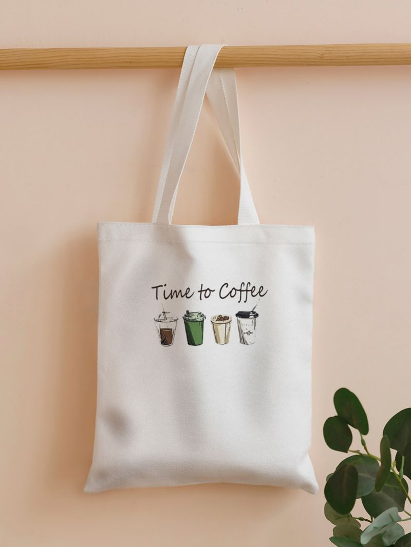 Coffee & Letter Graphic Shopper Bag