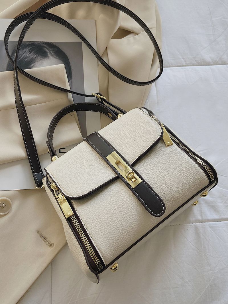 Studded Detail Metal Lock Design Square Bag