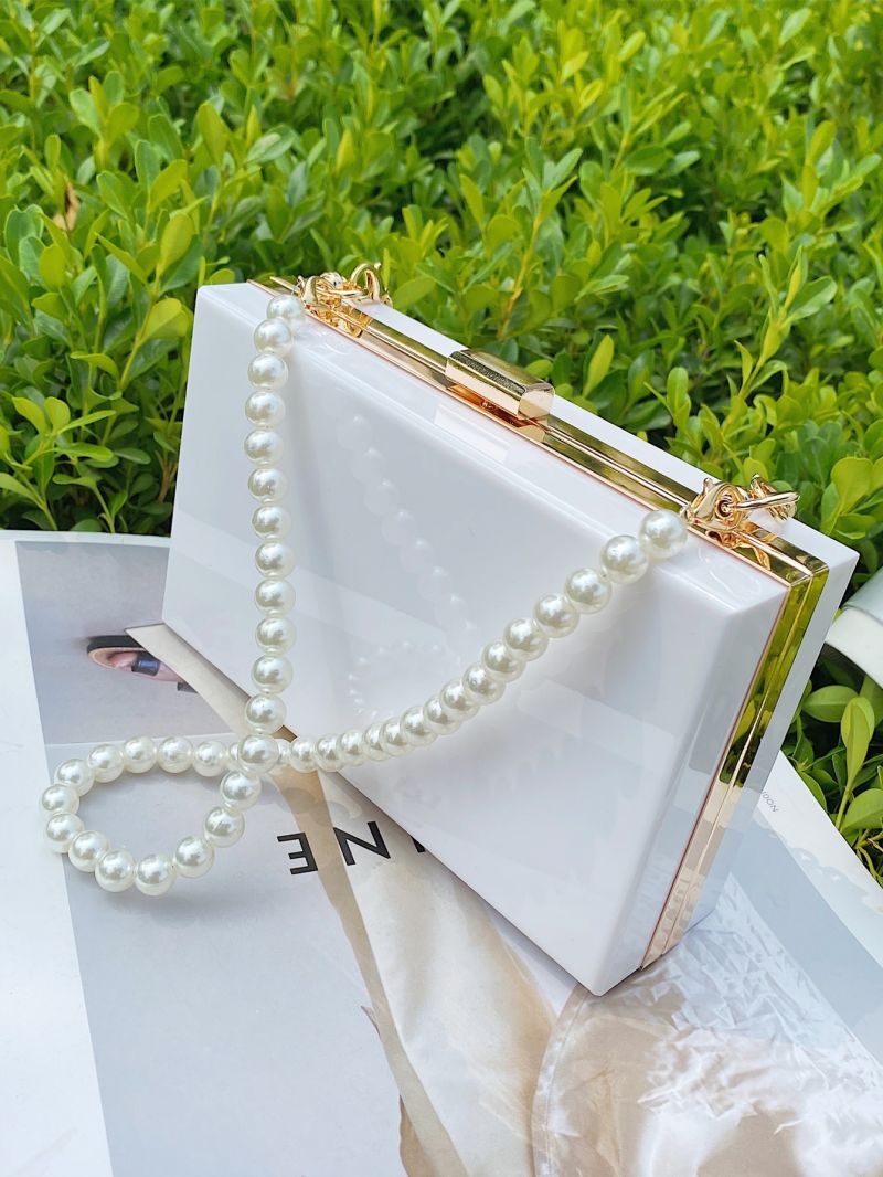 Mini Faux Pearl Decor Box Bag