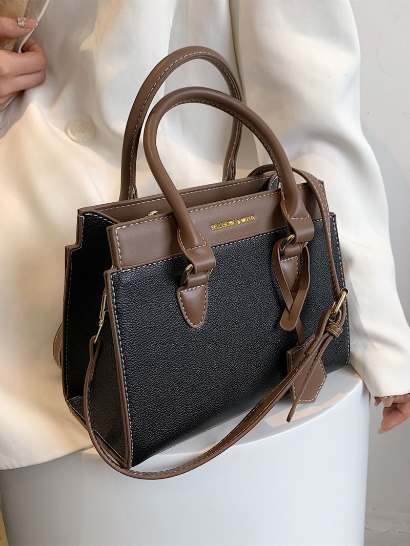 Letter Detail Two Tone Square Bag