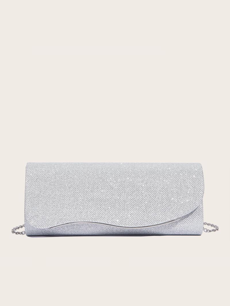 Glitter Flap Chain Evening Bag