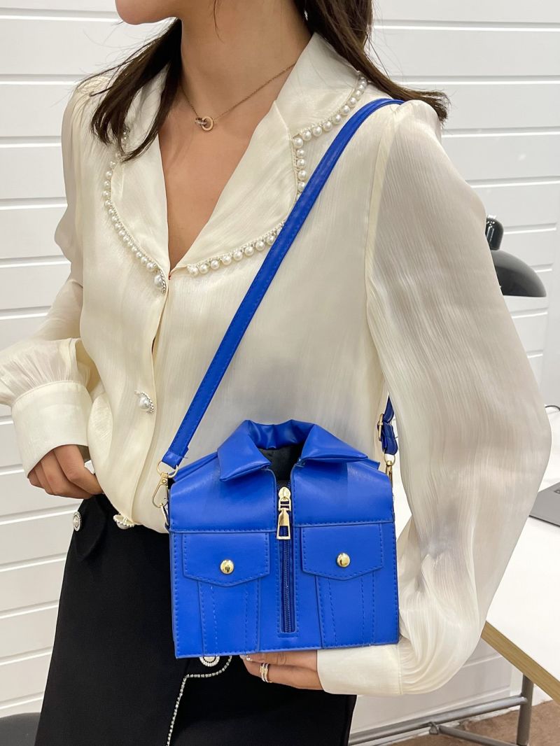 Mini Studded Decor Ruched Zip Front Novelty Bag