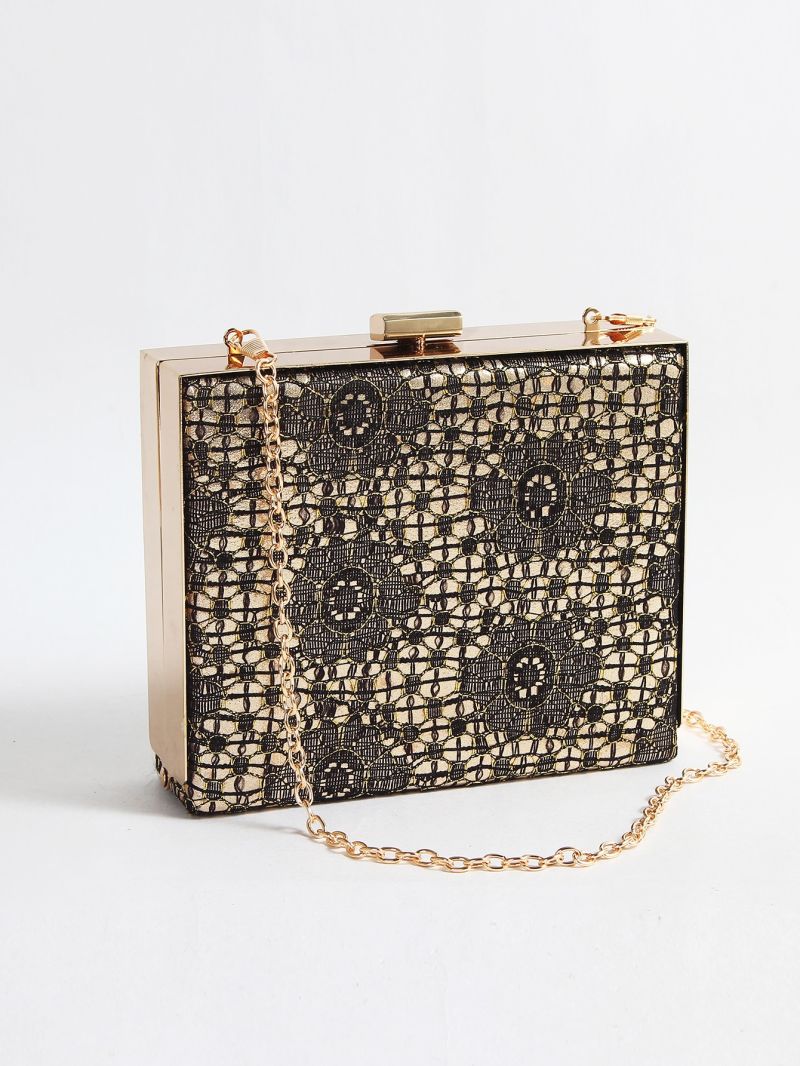 Floral Embroidered Chain Box Bag
