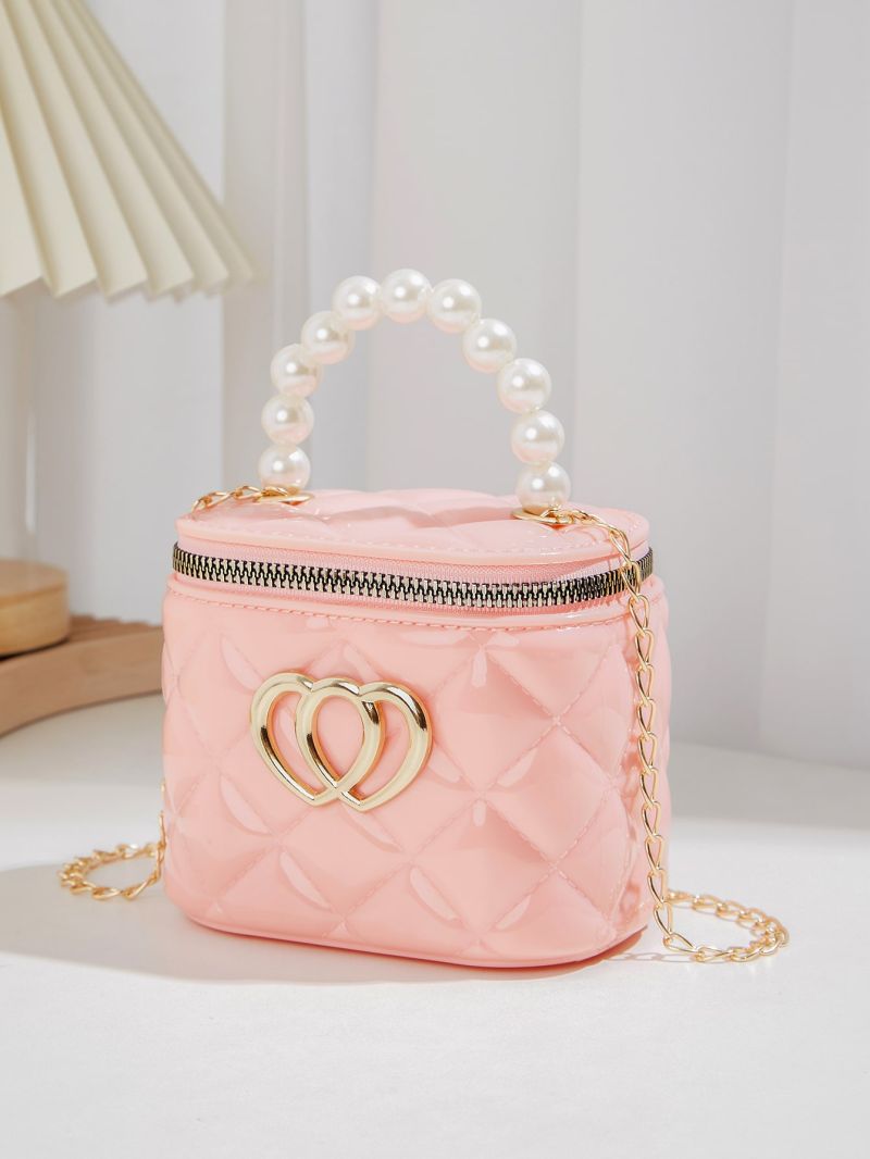 Mini Faux Pearl Decor Quilted Chain Satchel Bag