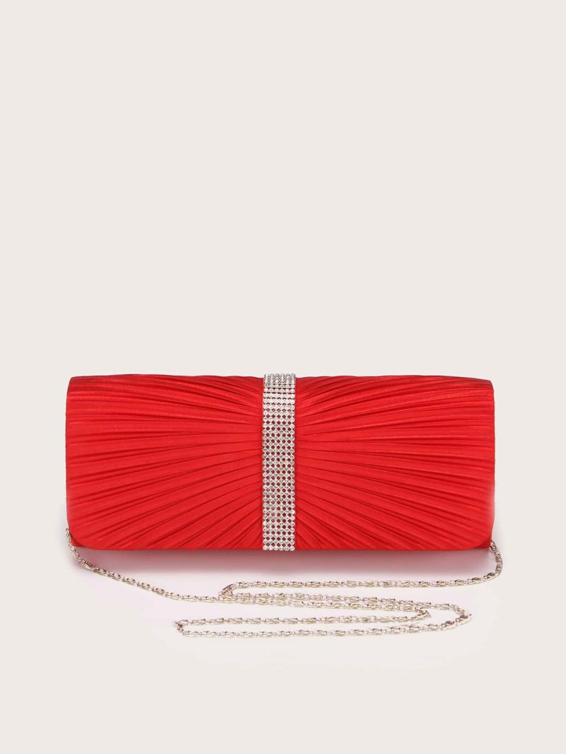 Rhinestone Decor Ruched Square Bag