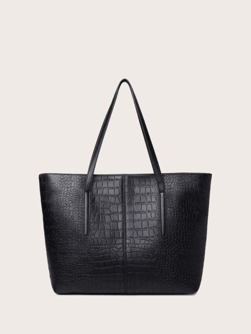 Crocodile Embossed Shoulder Tote Bag