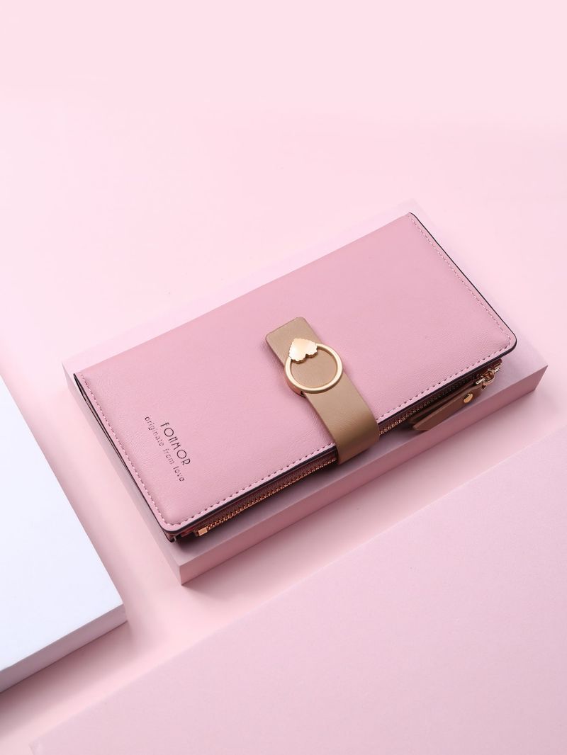 Letter Graphic Metal Decor Long Wallet