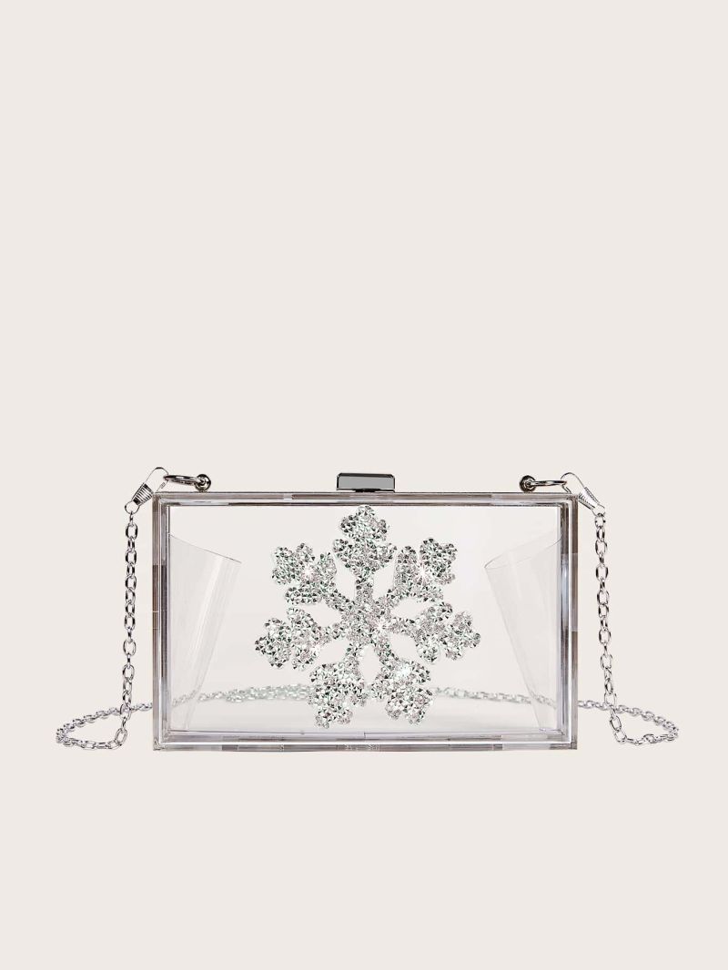 Rhinestone Snowflake Decor Chain Clear Box Bag