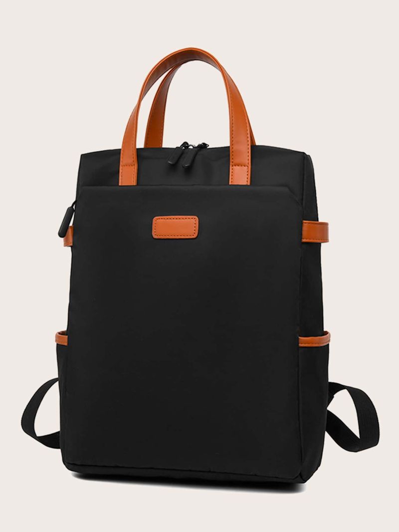 Minimalist Patch Decor Functional Backpack
