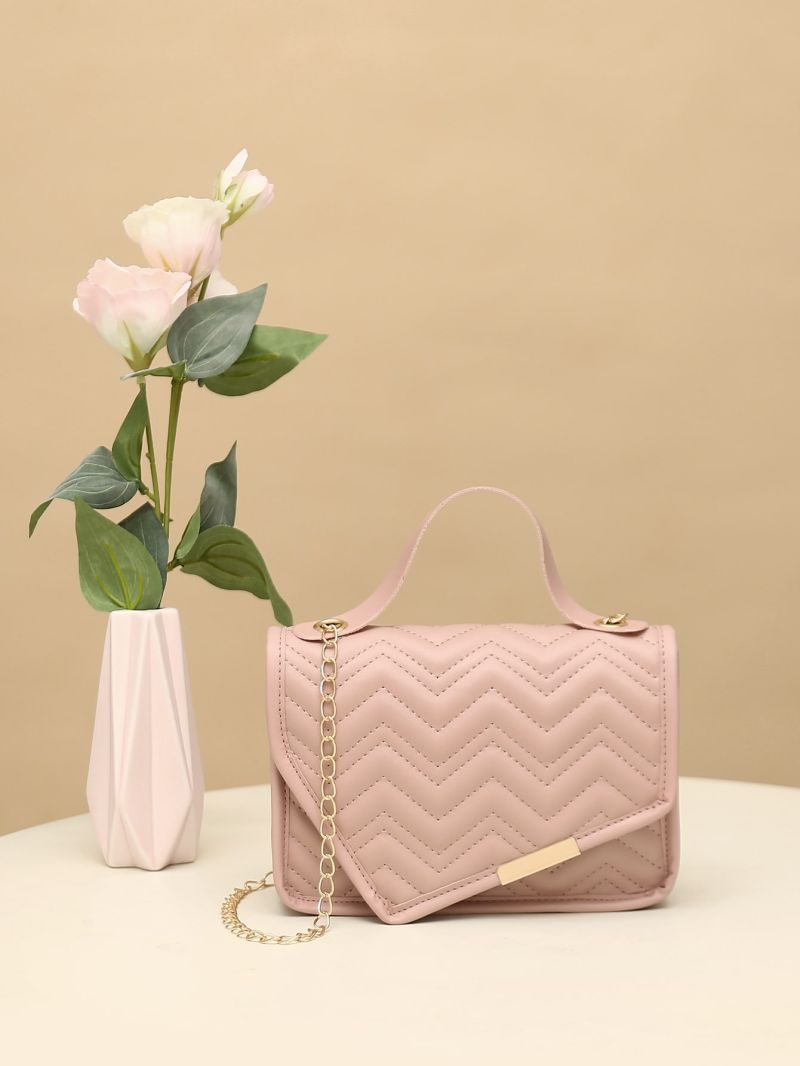 Mini Chevron Pattern Flap Chain Square Bag