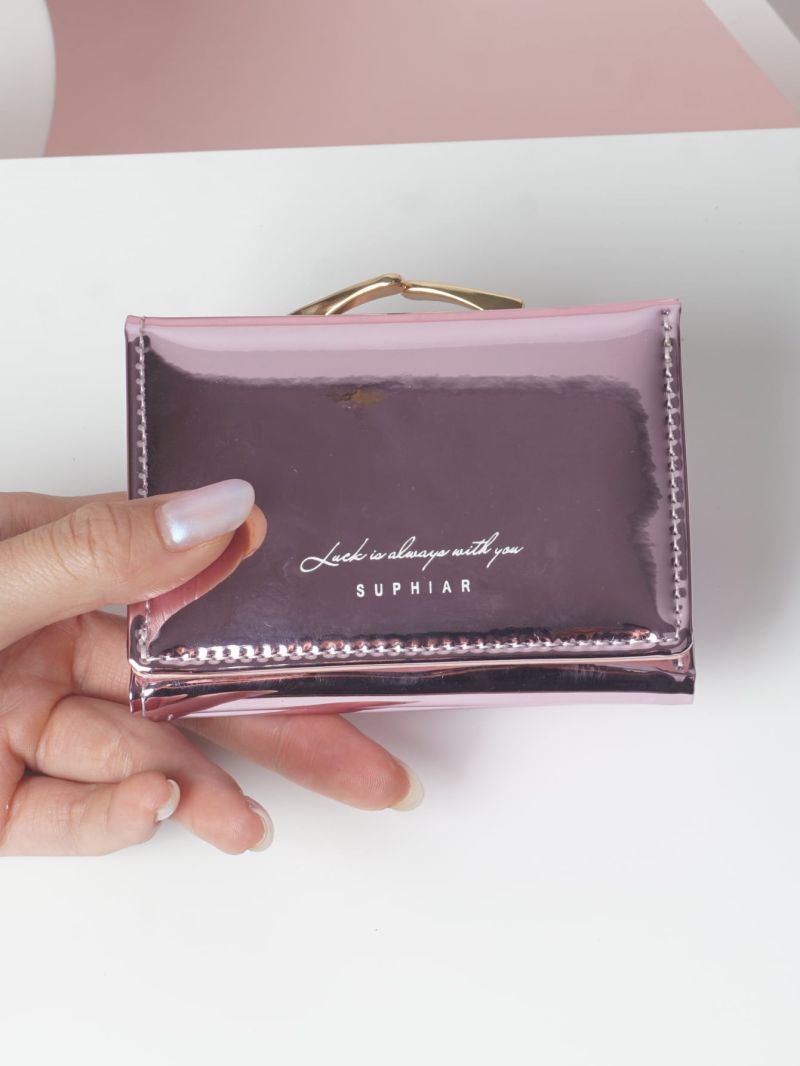 Holographic Pattern Letter Graphic Small Wallet