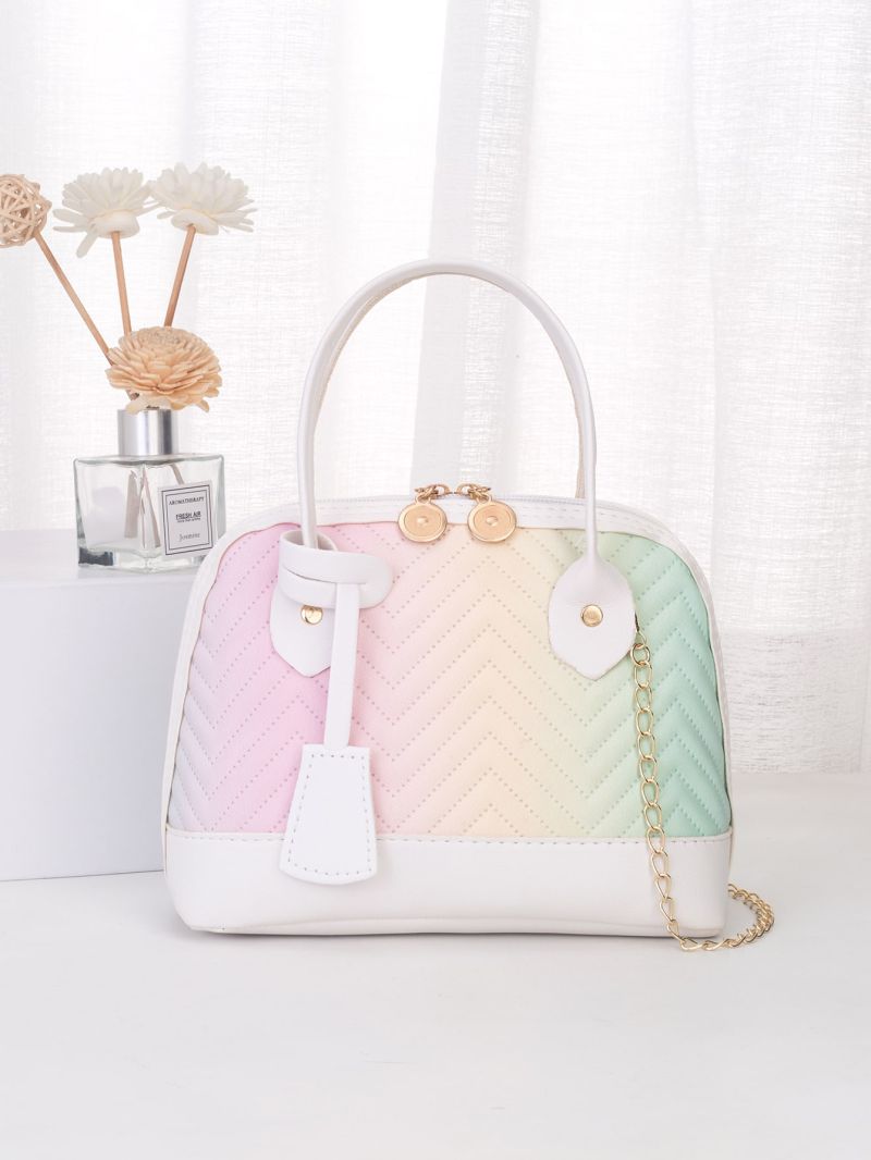 Mini Chevron Pattern Holographic Chain Dome Bag