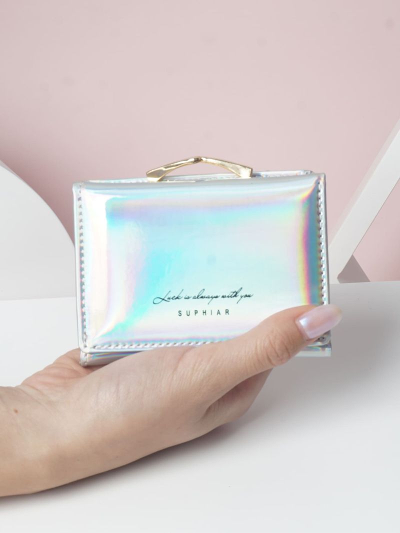 Holographic Pattern Letter Graphic Small Wallet