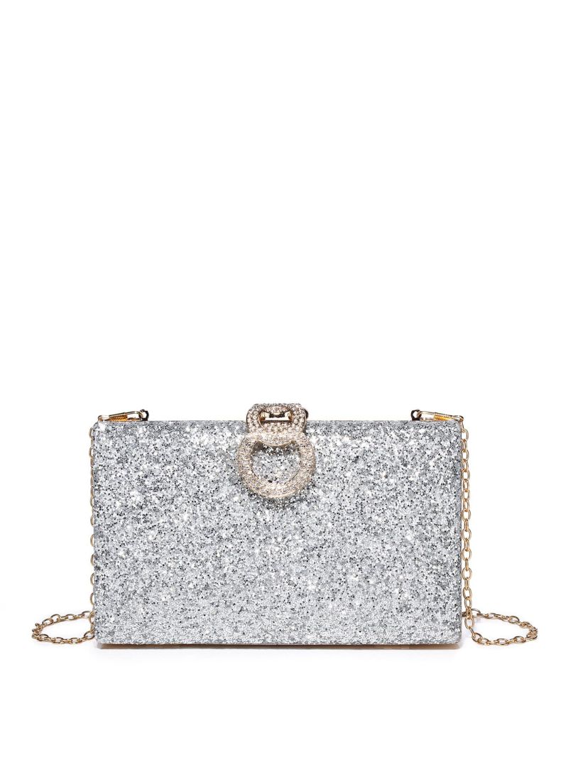 Mini Glitter Detail Chain Box Bag