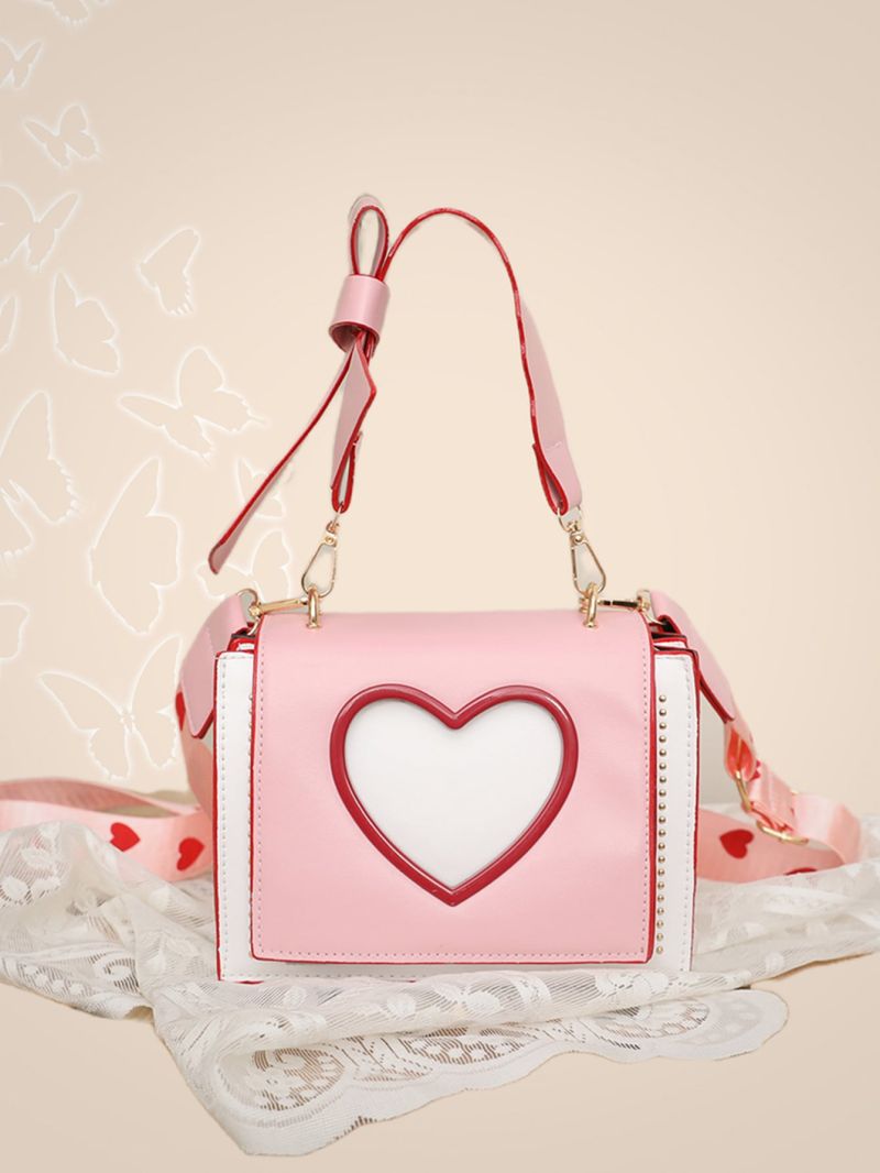 Mini Heart Decor Flap Square Bag